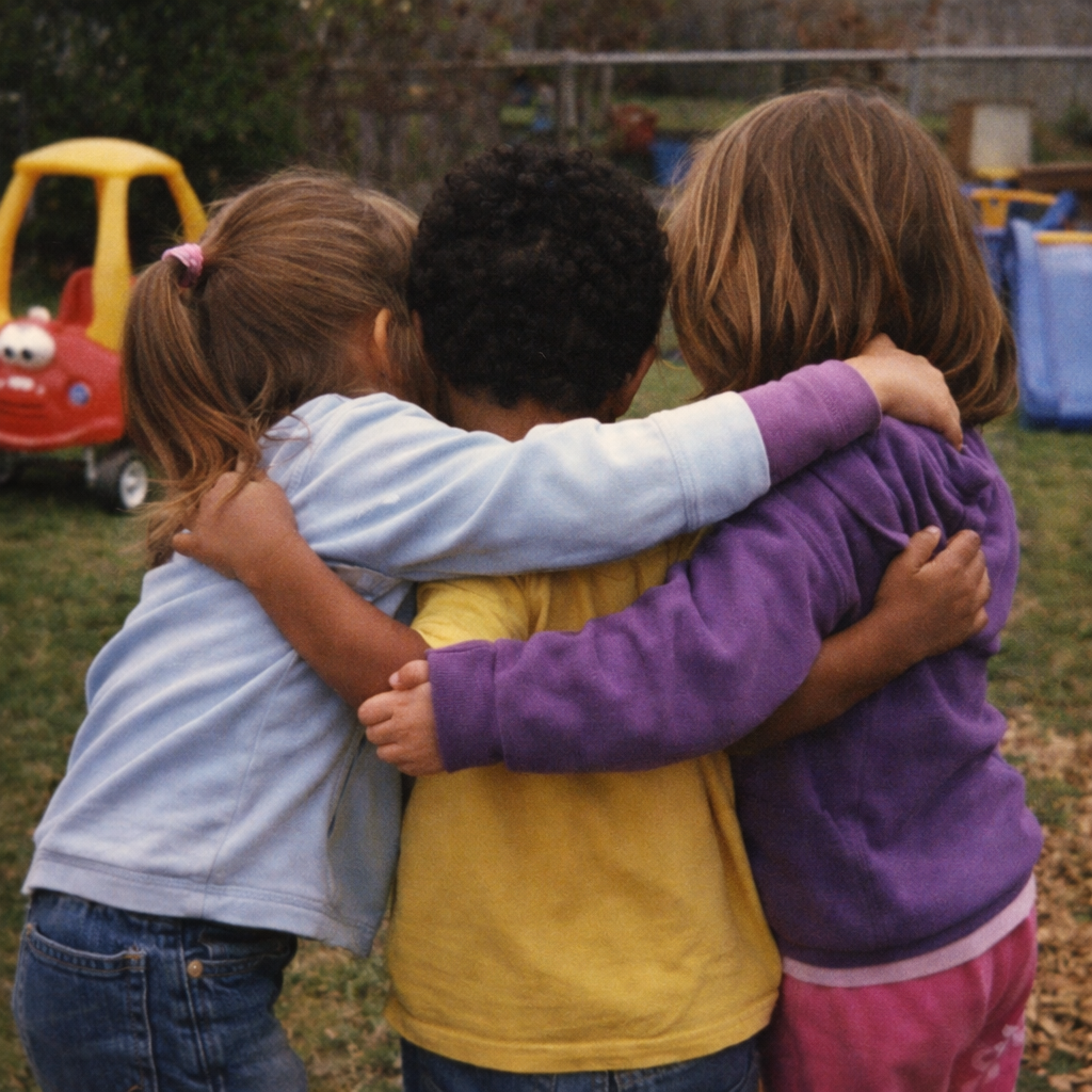 Two children playing together and showing empathy